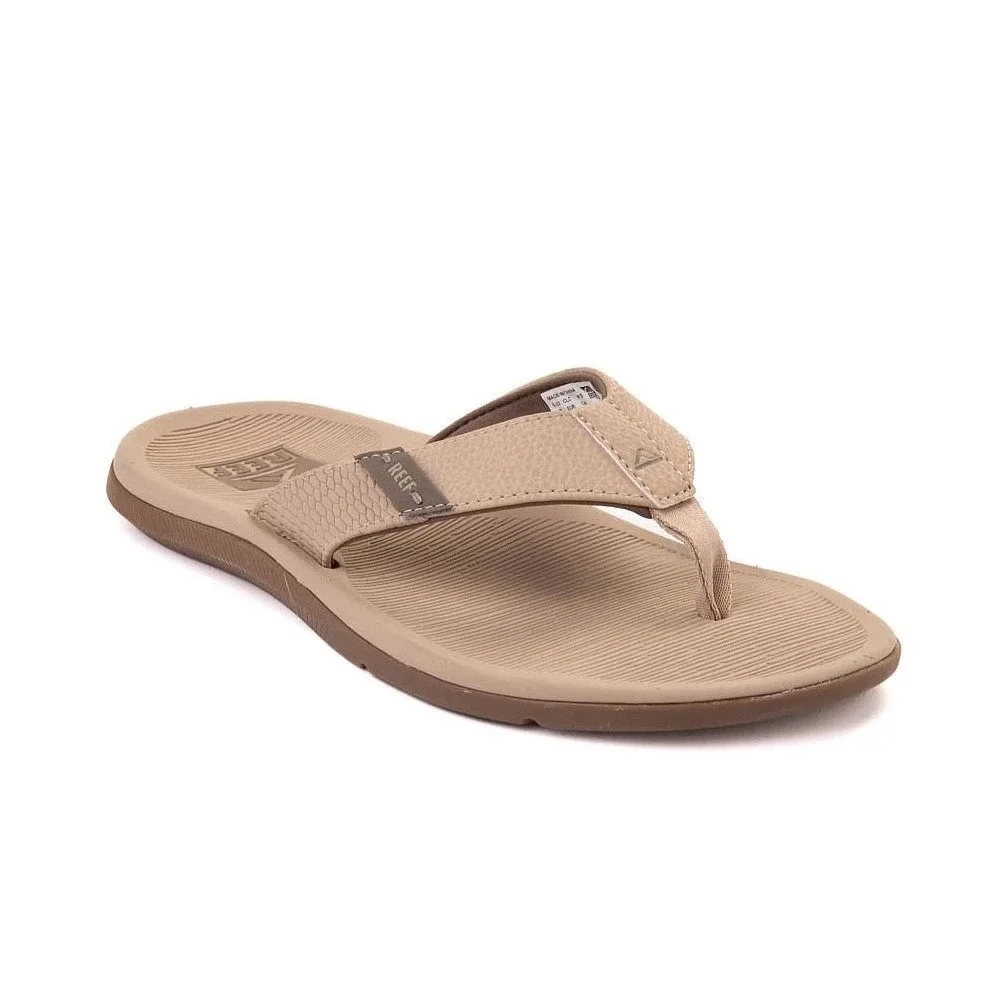 NEW‎ REEF SANTA ANA Men's Sandals Flip Flop CJ4017 Leather SAND Tan Beige Size 8